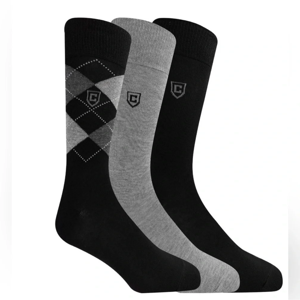 3 Chaps Classic Dress Argyle Crew Socks 3-Pair Pack Blue, Black, Brown